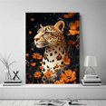 thumbnail image 2 of Mudket Floral Leopard Canvas Wall Art, Leopard with Orange Flowers Print Trendy Wall Decor Framed Ready to Hang for Living Room - 12"L x 8"W, 2 of 10