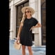 thumbnail image 5 of Vestido Camisero de Verano para Mujer, Informal, con Mangas , Cuello Redondo, Holgado, Minivestido Negro XXL, 5 of 10