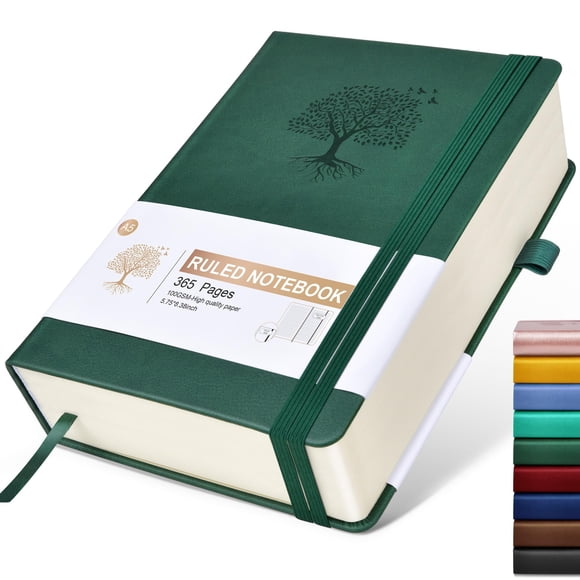 Libreta Ansopu rayada, 365 páginas, tamaño A5, tapa dura, piel