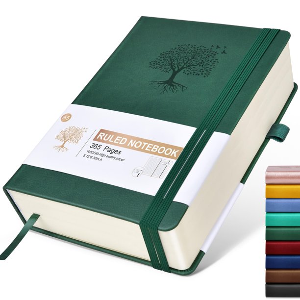 Libreta Ansopu rayada, 365 páginas, tamaño A5, tapa dura, piel