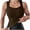 Brown, variant on Womens Padded Tank Tops Double Lined Built in Bra Sleeveless T-Shirts Square Neck Longline Sports Bra Slim Fitted Basic Camisole Vest Tees Green L