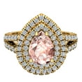 thumbnail image 4 of Pear Cut Pink Morganite Double Halo Engagement Ring Split Shank 14K Gold 2.75 CT TW (G,SI), 4 of 5