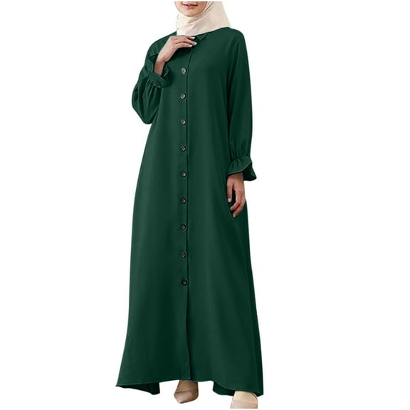 Lindreshi Fall Dresses for Women 2025 Homecoming Dresses Women's Fashion Turndown Collar Loose Long Sleeve Solid Ankle-Length Dress Long Dress