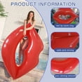 thumbnail image 2 of 1pcs Inflatable Red Lip Swim Ring, PVC Portable Recliner, Inflatable Floating Bed, Swimming Pool Beach Party Supplies, 2 of 8