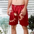 thumbnail image 2 of Men's Satin Print Sleepwear Shorts Plus Size Imitation Silk Relax-fit Pajamas Shorts M to 5XL, 2 of 6