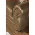 thumbnail image 6 of Traditional Ginger Brown Faux Leather Sofa & Loveseat Set with Antique Bronze Nailheads for Living Room, 6 of 10