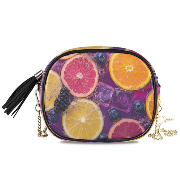Womens Casual Chain Shoulder Bag Simple style Citrus Slices and Berries Submerged Crossbody Bag