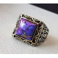 thumbnail image 2 of Purple Copper Turquoise Mans Ring, Natural Copper Turquoise, Silver Jewelry, 925 Silver Ring, Birthday Gift, Heavy Mens Ring, Arabic Design, Ottoman Style Ring, Christmas, Turkey Mens Signet Ring, 2 of 5