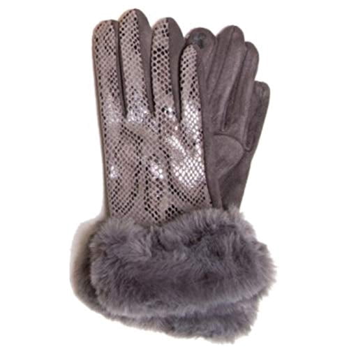 Women's Warm Winter Fashion Gloves Snake Skin Print Patterned Design