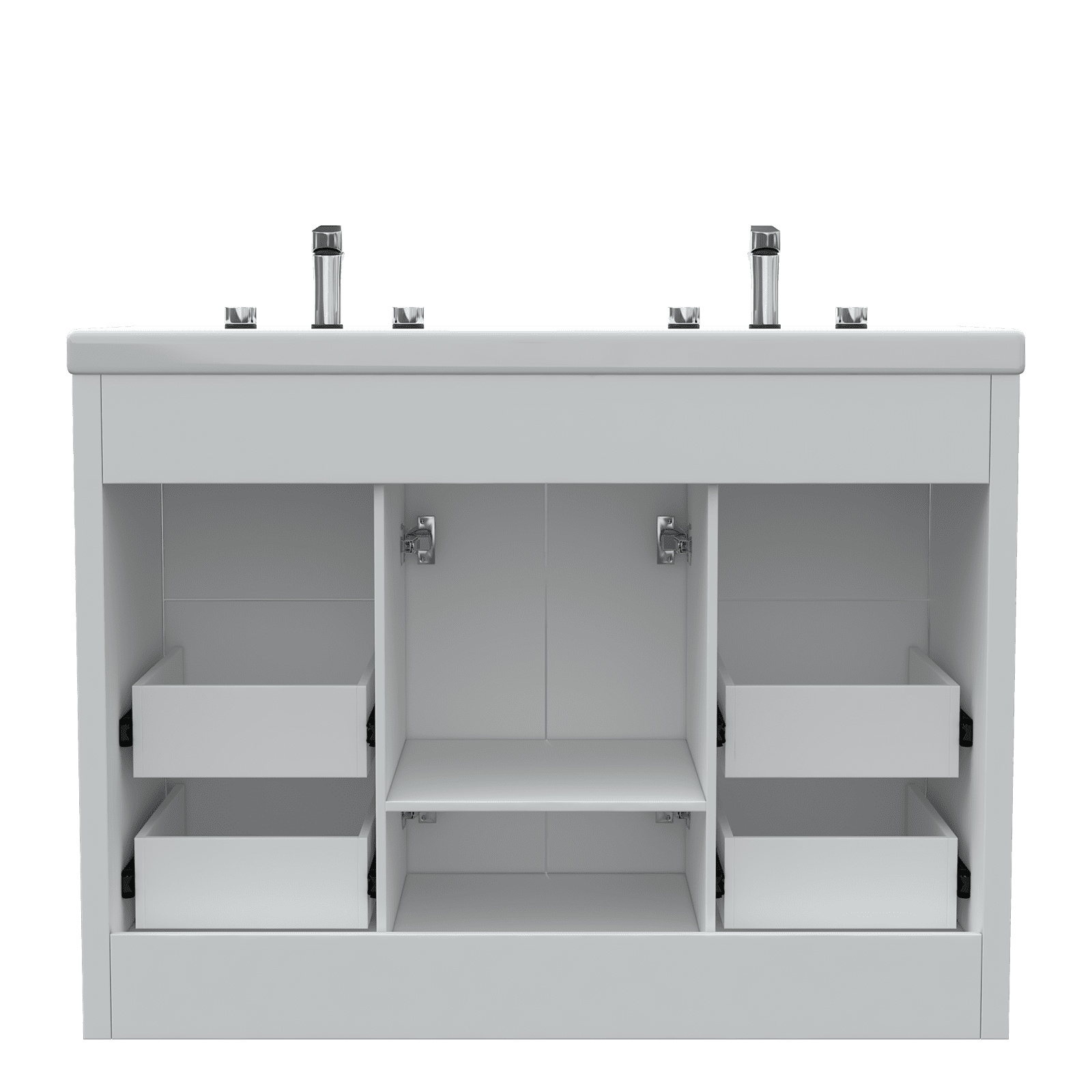 Jarbalai 47" Freestanding Bathroom Vanity with Twin Basin and Cabinet Storage and Drawers, White