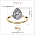 thumbnail image 2 of IGI Certified Lab Grown Diamond Halo Solitaire Engagement Rings for Women, Center 9x6mm Pear Cut Anniversary Wedding Rings In 18K Solid Yellow Gold F-G, VS-SI Quality (1.35 Cttw) Ring Size-6.5, 2 of 7