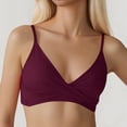 thumbnail image 2 of Curuila Swimsuit For Women Fashion V Neck Solid Color Push Up Comfortable Swimwear Top Wine Size S, 2 of 5