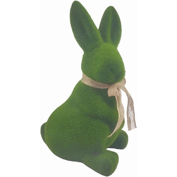 Moss Bunny Figurines, Flocked Resin Easter Decor for Home Garden Table