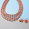 thumbnail image 2 of Orange Costume Jewelry Sets Howlite Beaded Earrings Bib Chunky Necklace for Women Size 18 to 20" Birthday Christmas Gifts for Women, 2 of 11