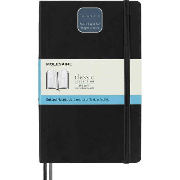 Cuaderno Moleskine Classic, tapa blanda expandida, tamaño grande, negro