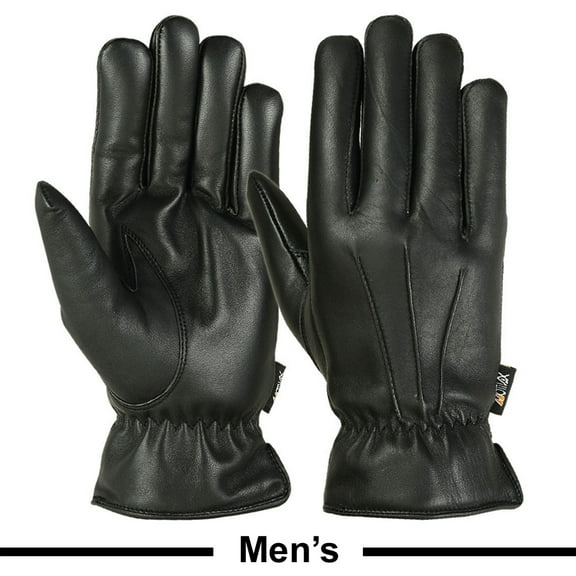 MRX Thermal Lining, Genuine Leather Motorcycle Gloves for Men, Black, S