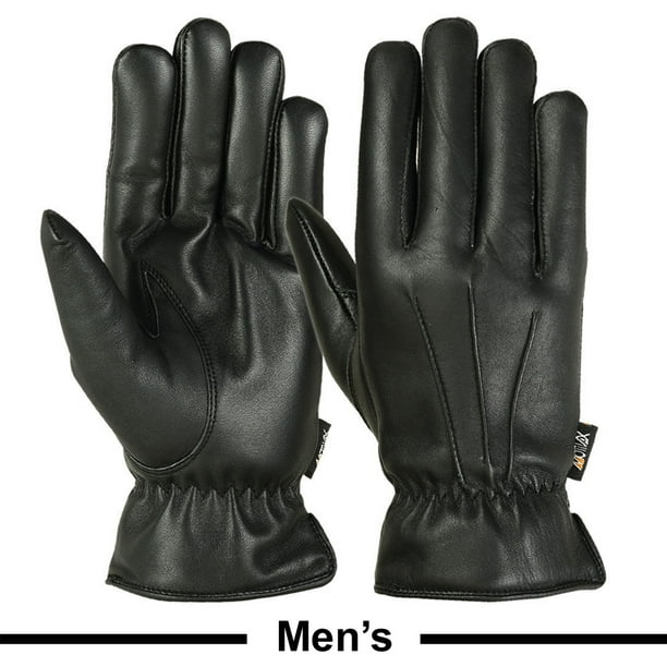 Mens Warm Winter Gloves Dress Gloves Thermal Lining Geniune Leather BLACK, Medium