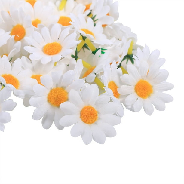 100 Piezas de Gerbera Artificial de Tela de Margarita Ecomeon para Boda Fiesta Bricolaje 4 cm Blanco