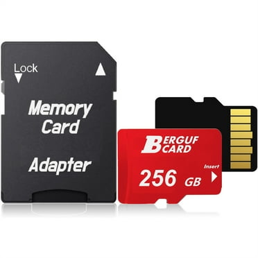 BERGUF 256GB High Speed Flash Memory Card with SD Adapter, Compatible for Micro SD SDXC SDHC Card