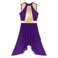 thumbnail image 7 of iiniim Women Sleeveless Metallic Gold Color Block Lyrical Dance Dress Purple S, 7 of 7