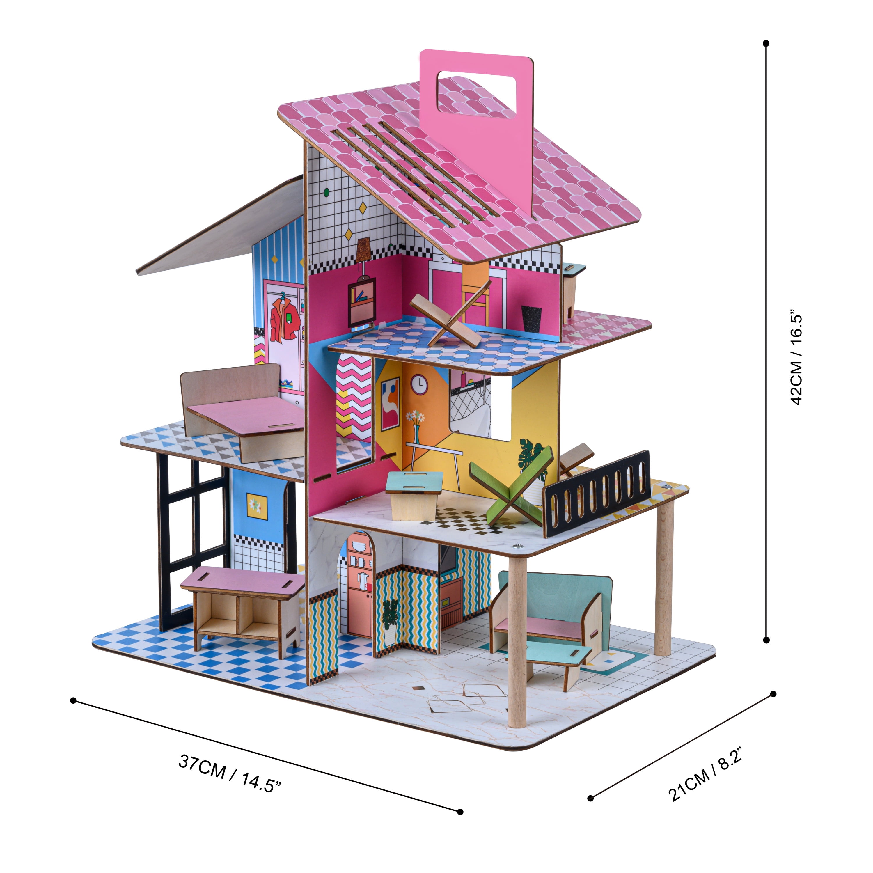 Teamson Kids Dreamland Tiffany 12 in. Doll House in Pink KYD-10922A - The  Home Depot