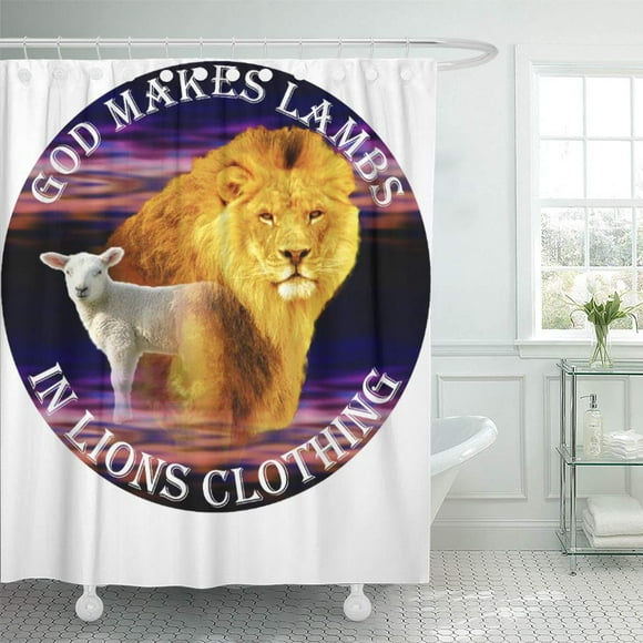 YUSDECOR God Makes Lambs in Lions Heaven Virtue Bathroom Decor Bath Shower Curtain 60x72 inch