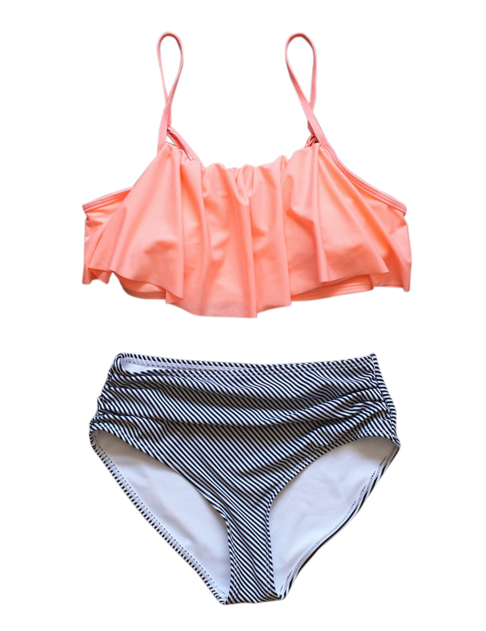 Women Sexy Bikini Swimsuit Set Cute Ruffle Bra + Triangle Shorts ...