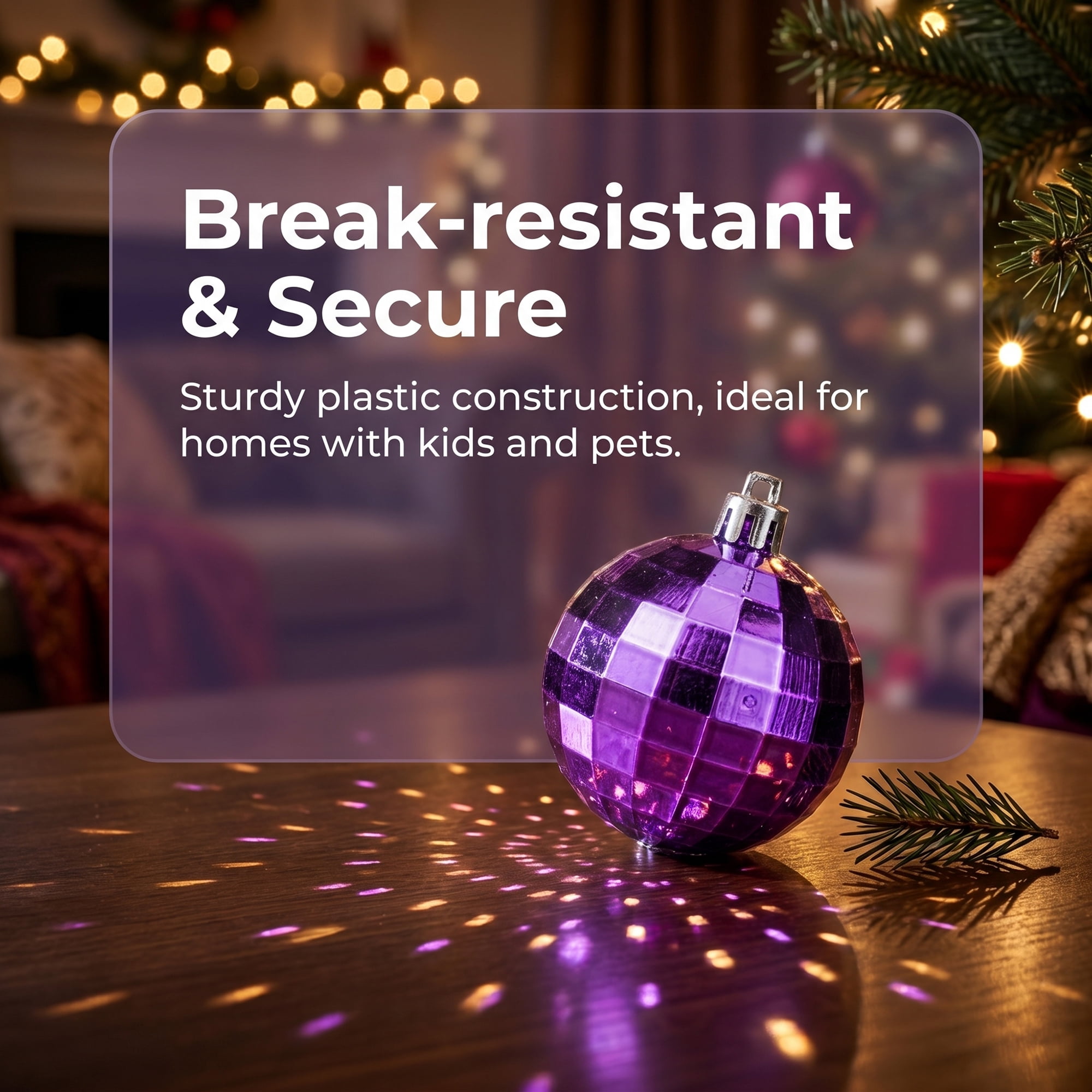 Unique Bargains 24Pcs Christmas Tree Hanging Baubles Shatterproof Ornaments Purple 1.6"