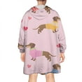 thumbnail image 2 of Colorful Funny Dachshund Wearable Oversized Blanket,Wearable Blanket Hoodie for Adults,Cozy Hooded Blankets with Super Pockets,Super Warm Fuzzy Pullover for Women & Men, 2 of 6