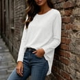 thumbnail image 7 of yillto Tshirts for Womens Long Sleeve Basic Shirts Sofy Stretchy Crew Neck Solid Color Loose Tees, 7 of 7