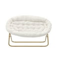 thumbnail image 5 of Emma + Oliver Folding Double Saucer Chair in Ivory Faux Shearling with a Soft Gold Steel Frame for Dorm, Living Room, or Bedroom, 5 of 10