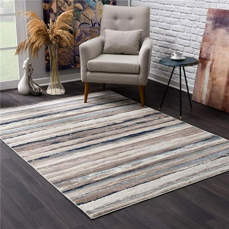 Distressed Stripes Area Rug - Blue - 5 x 8 ft.