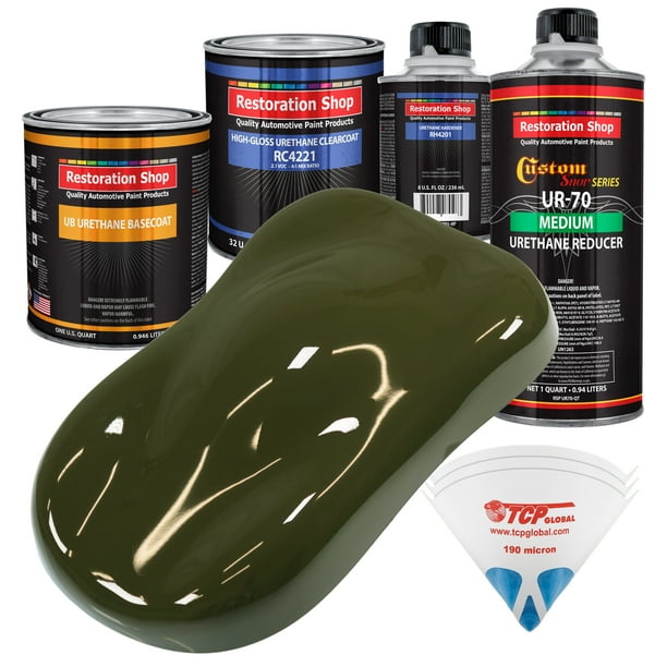 Olive Drab Quart URETHANE BASECOAT CLEARCOAT Car Auto Body Paint Kit