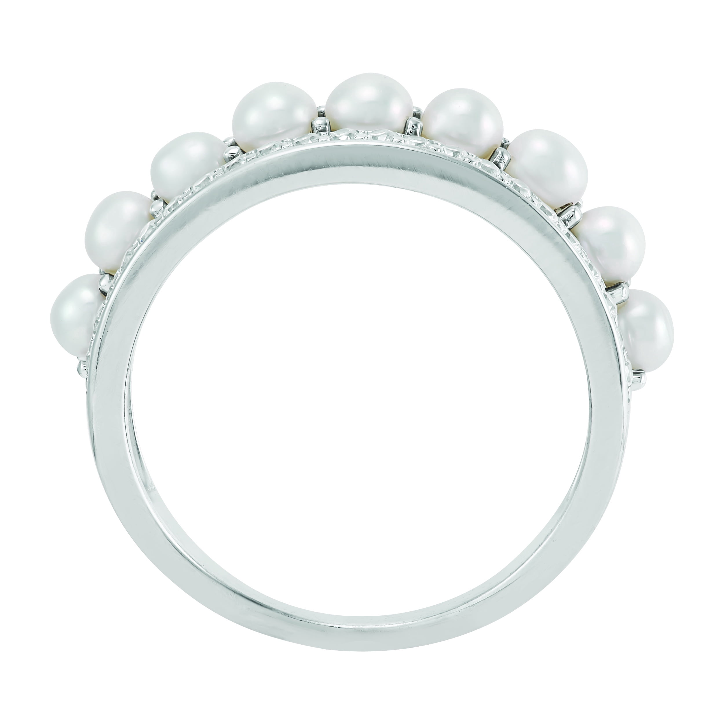 Brilliance Fine Jewelry Freshwater Pearl Band Ring in Sterling Silver
