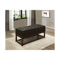 thumbnail image 2 of Benzara BM179772 Bi-Cast Vinyl & Wood Lift-Up Storage Bench with a Shelf, Dark Brown - 20 x 17.5 x 44.75 in., 2 of 2
