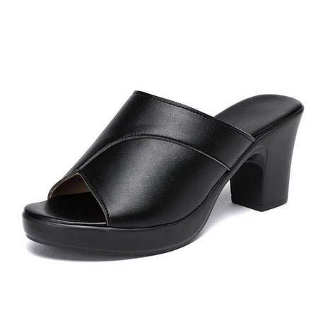 

Open Toe Wedge High Heel Sandal Solid Color Shoes with Chunky Heel for Valentine s Day Christmas Gift Black 35