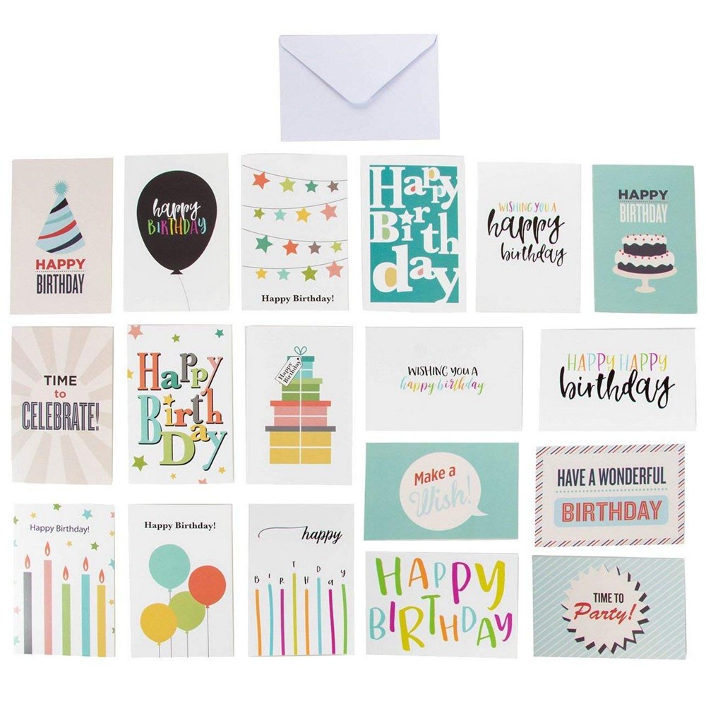 144Count Happy Birthday Cards Assortment with Envelopes Bulk Box Set