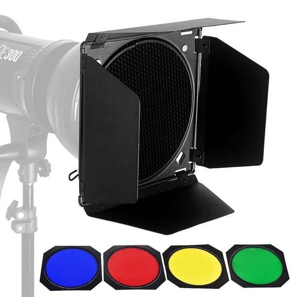 SHAR BD-04 Barn Door Kit Honeycomb Door, Quad Wing Reflector and 4 ...