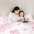 thumbnail image 4 of Erosebridal Kid Butterfly Bow Knot Bedding Comforter Set 7pcs, Love Heart King Bedding Sets, White Pink, 4 of 7