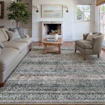 BERTHMEER 9'x12' Area Rugs for Living Room Bedroom Purple Vintage Non Slip Washable Large Farmhouse Office Dining Room Oriental Traditional Distressed Carpets