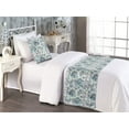 thumbnail image 2 of Floral Bed Runner Set, Vintage Style Colorful Wild Jungle Themed Bird and Blossom Drawing, Decorative Bedding Scarf & a Pillow Sham for Hotels Homes, Twin, Pale Blue and Multicolor, by Ambesonne, 2 of 3