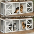 thumbnail image 3 of Nordee 94.5” Double Dog Crate Furniture for 2 Large Dogs, Heavy Duty Double Dog Cage Extra Large Breed, Wooden Dog Cage Extra Large Breed with Divider & Solid Metal Tube,White, 3 of 6