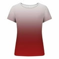 thumbnail image 4 of Olyvenn Womens Basic T Shirts 2026 Summer Crop Tops Short Sleeve Slim Fit Casual Tee Cute Crewneck Y2k Ribbed Striped T-Shirt Watermelon Red XXL, 4 of 6