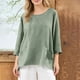 thumbnail image 2 of Blusas de Manga Larga de las Mujeres Verano Cuello Redondo Color Sólido Lino-Estilo Cardigan, Poliéster Suave Casual Abierto Frente Superior, 2 of 8