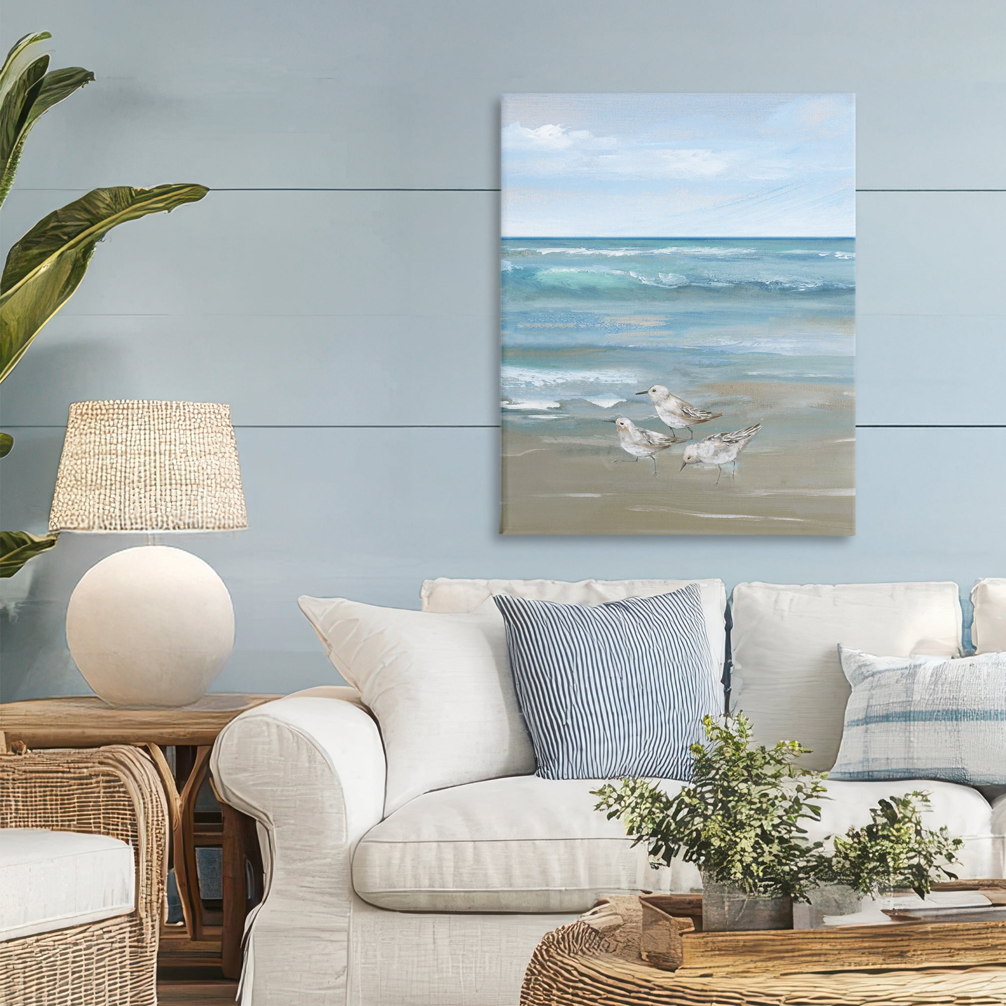 Stupell Industries Sanderlings on Gentle Waves Canvas Wall Art, design by Nan