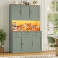 thumbnail image 2 of Hiphuta 72" Tall Kitchen Pantry Storage Cabinet with RGB LED, Hutch Cabinet with Charging Station and Adjustable Shelves for Dining Room, Blue, 2 of 7