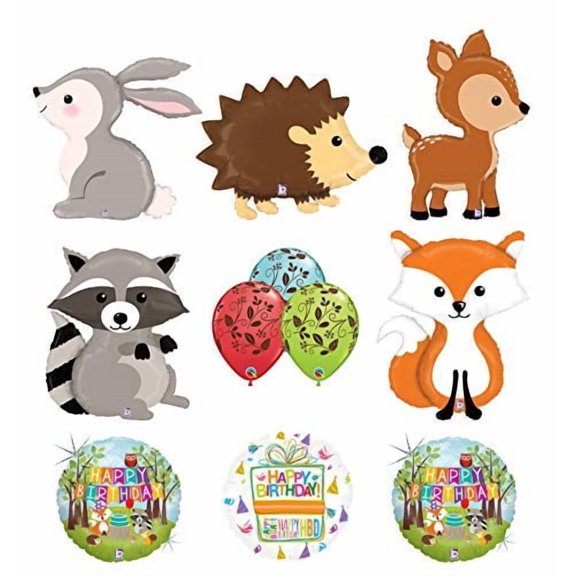 Mayflower Products Woodland Creatures Birthday Party Supplies Balloon Bouquet Decorations Rabbit Hedgehog Deer Raccoon Fox