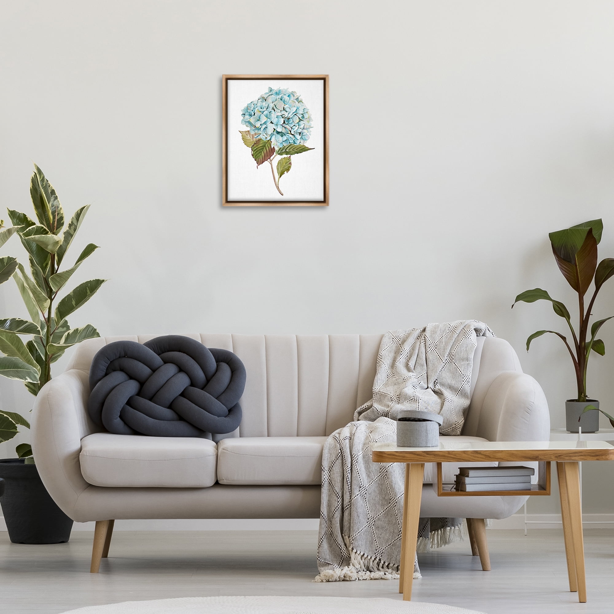 Stupell Industries Simple Hydrangea Bud Botanical & Floral Painting Brown Floater Framed Art Print Wall Art, 17 x 21