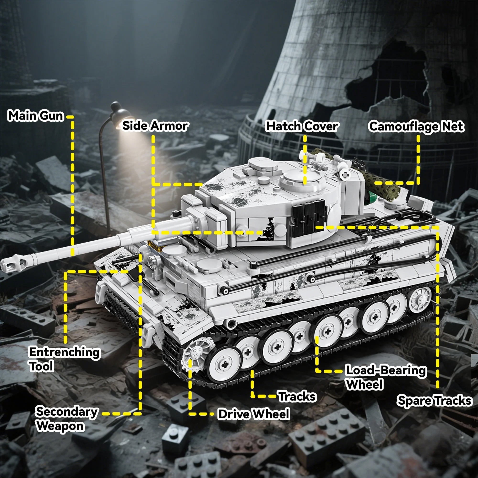 GZBrick Tiger Heavy Tank Building Sets WW2 Military Toy for Adults Boy Compatible with Lego 1736PCS