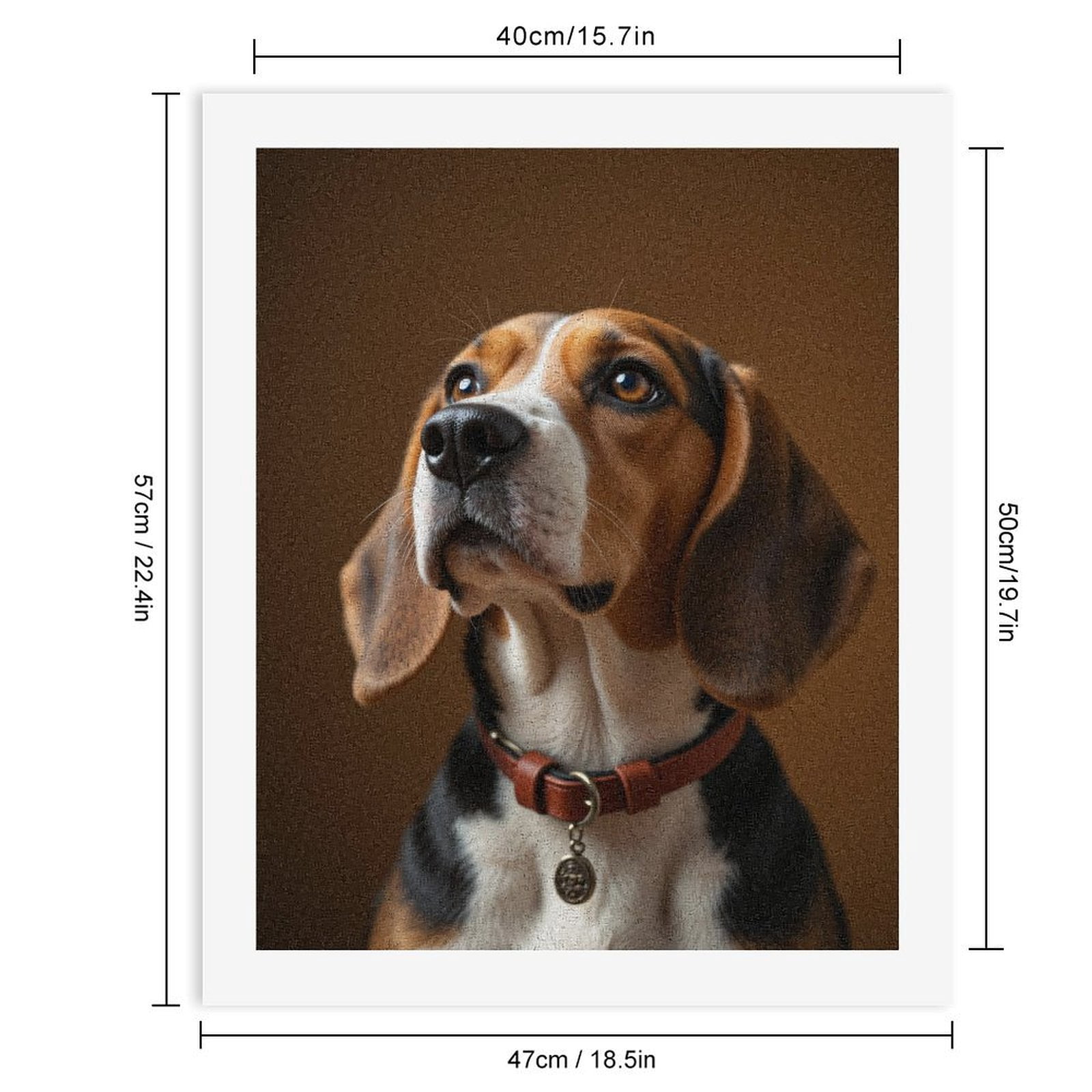 Paint By Numbers Kit for Adults Beginner - DIY Beagle Portrait Brown Background Canvas Painting Kits for Adults, Frameless Paint By Number for Adults for Home Wall Decor 16x20 Inch